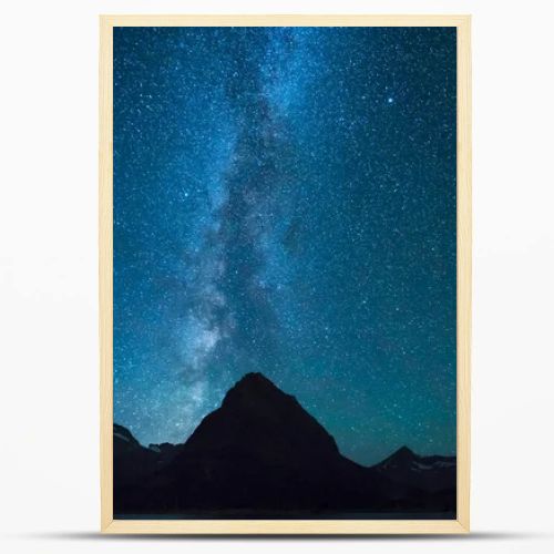 Swiftcurrent Lake  at night with star in Many Glacier area ,Montana's Glacier National Park,Montana,usa.