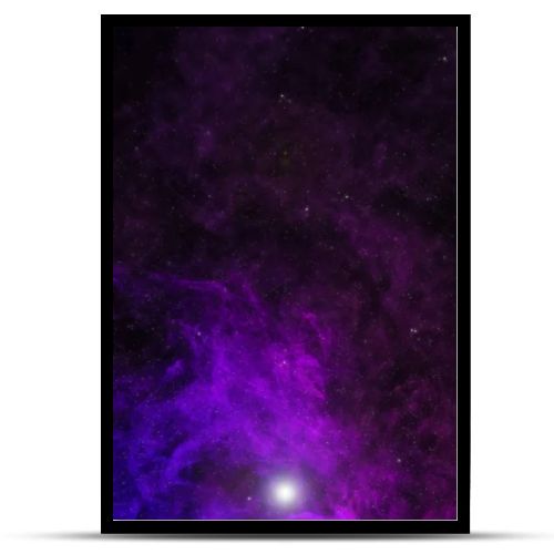 beautiful universe background with violet smoke, stars and glowing light