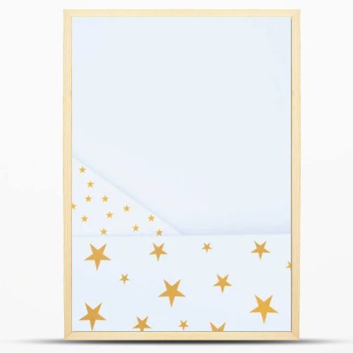 top view of festive paper decorated by golden stars isolated on white 