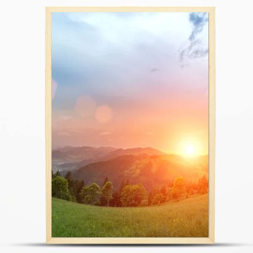 Beautiful sunny day is in mountain landscape. Carpathian, Ukraine.