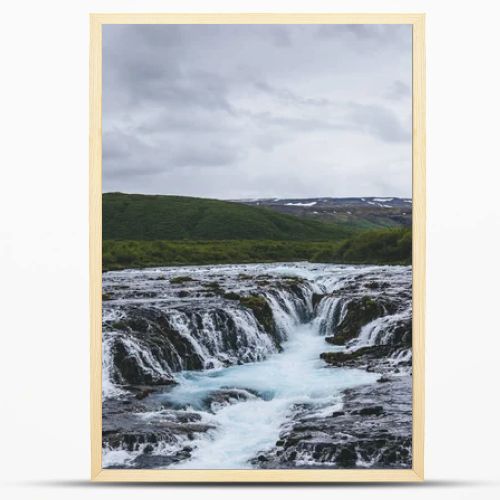 aerial view of beautiful Bruarfoss waterfall on Bruara river in Iceland