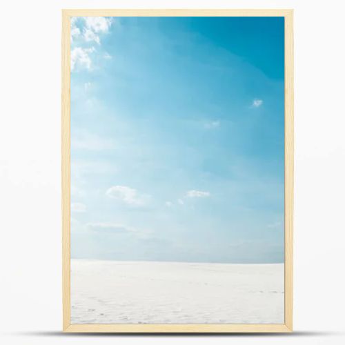 beautiful clean beach with white sand and blue sky with white clouds