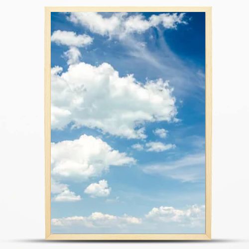 white fluffy clouds on summer sky background 