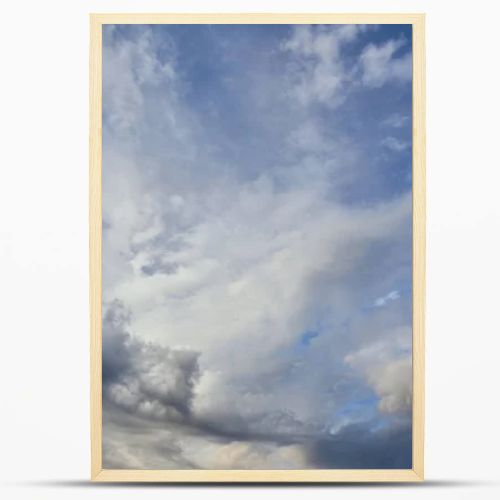 view of grey and white clouds on blue sky background 