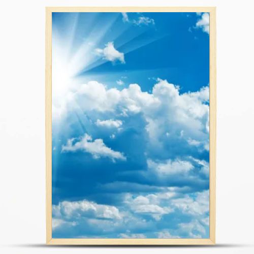 Blue cloudy sky with sun