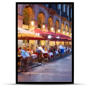 night view of Placa Reial  in Barcelona