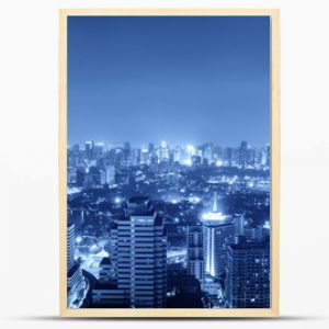 night cityscape in blue tone filter for hi-tech concept