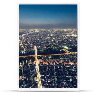 Aerial view cityscape at night