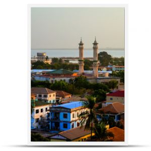 Panorama z lotu ptaka na miasto Bandżul w Gambii
