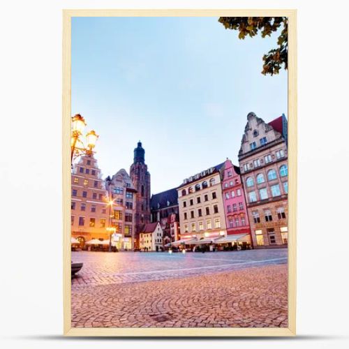 Wroclaw, Poland in Silesia region. The market square at the evening