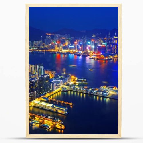 Aerial view of Hong Kong harbor