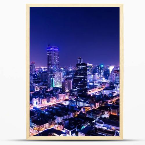 aerial view of bangkok at twilight night