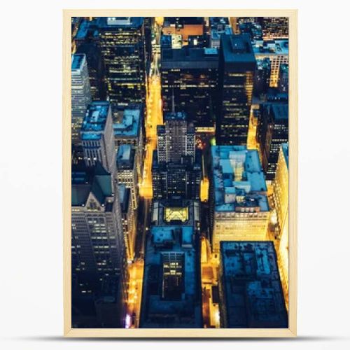 Aerial panoramic view of Chicago by night , USA