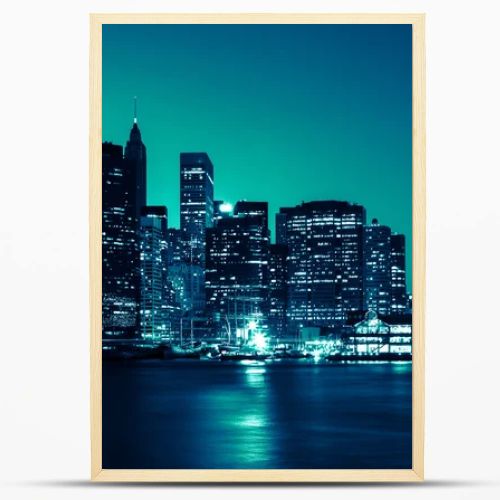 New York - Panoramic view of Manhattan Skyline by night