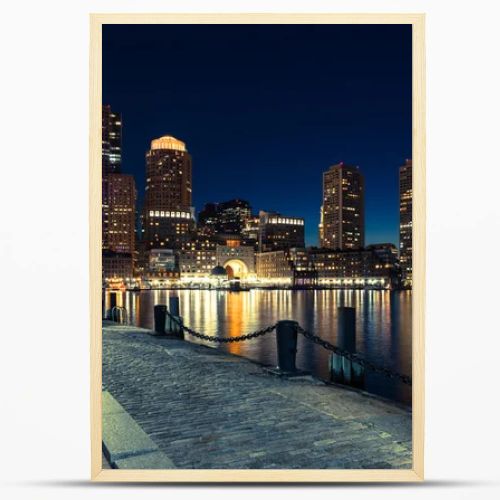 Boston skyline by night - Massachusetts - USA