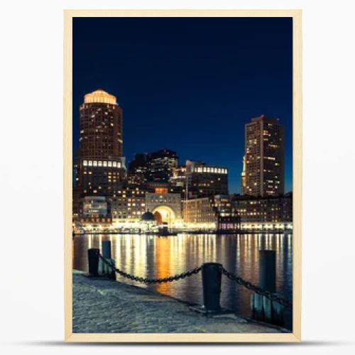 Panoramic view of Boston skyline by night - Massachusetts - USA