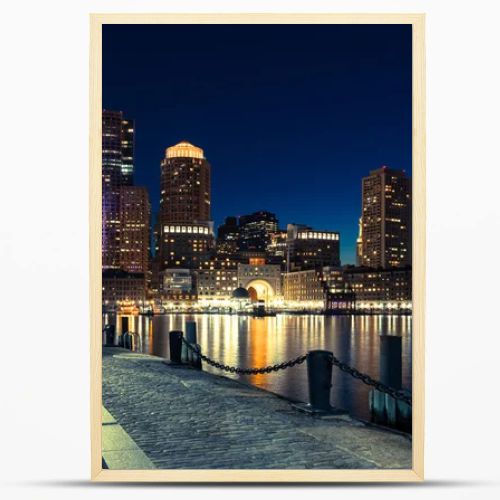 Boston skyline by night - Massachusetts - USA