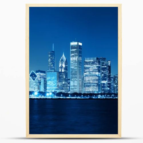 Chicago Night Skyline as Financial Fistrict