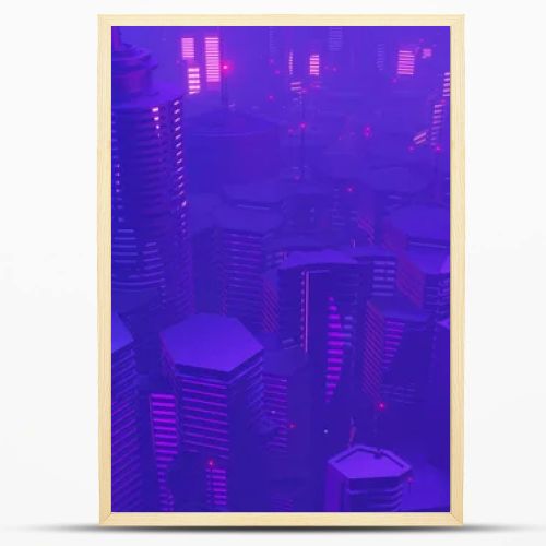 3d render of Cyber night mega city landscape scene. Light glowing and reflection on dark tech scene. Night life. Technology network for 5g. Beyond futuristic of Sci-Fi Capital city and building scene.