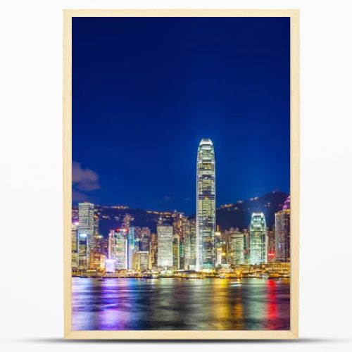 Hong Kong city lit up at night