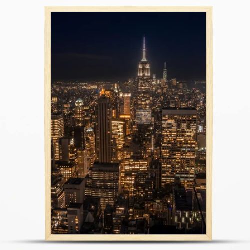 Lower Manhattan at night seen from a high place