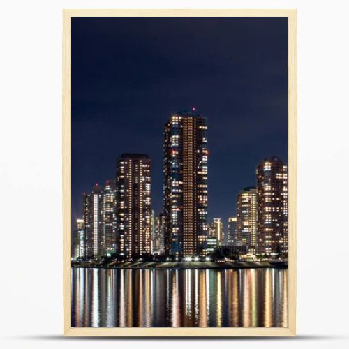 Beautiful Tokyo night view and reflection