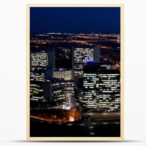 Vienna International Centre, also known as UNO city, at night