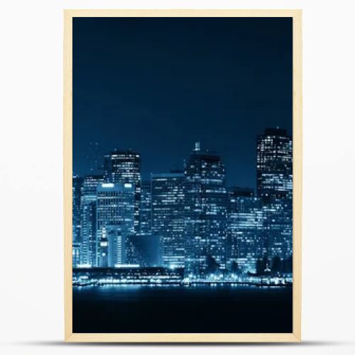 San Francisco city skyline with urban architectures at night panorama.