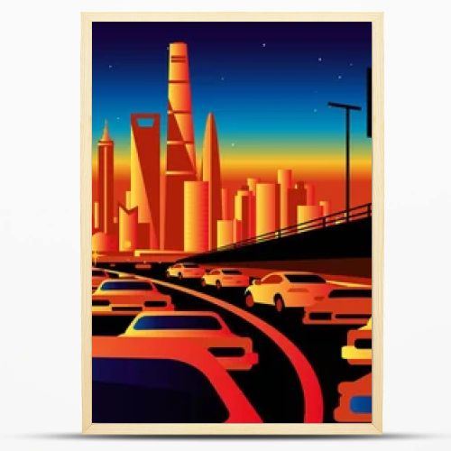 Shanghai China vector skyline