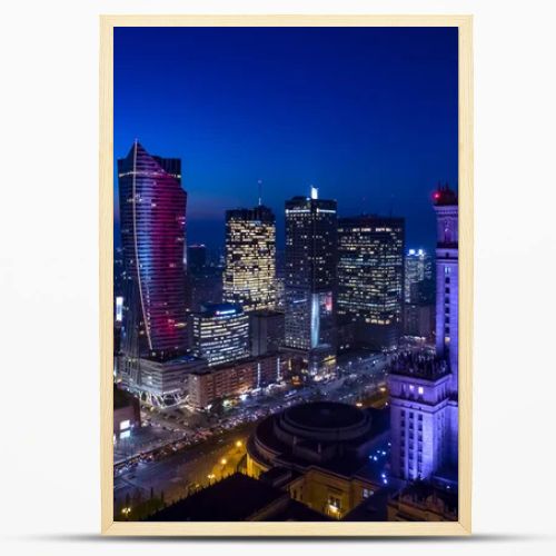 Warsaw, Poland. Aerial view of the city at sunset