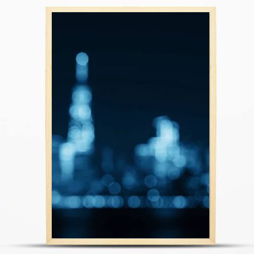 Panoramic view of New York City skyline with skyscrapers, blur background