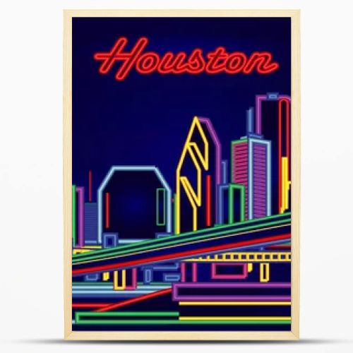 Houston Texas Neon Signs night skyline