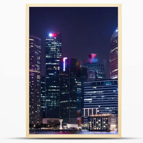 Cityscape downtown. Night city urban skyline Singapore