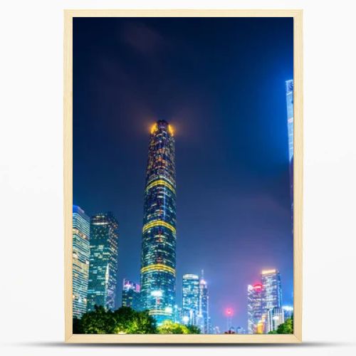 Night view of modern buildings in Guangzhou City Squar