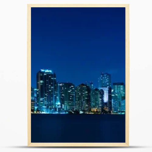 Miami skyline night panorama