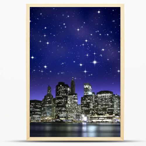 Starry Night over New York City Skyscrapers