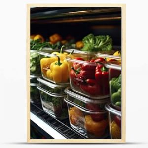 świeża i zdrowa żywność, owoce i warzywa w pojemnikach przezroczystych na żywność