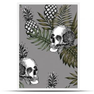 skull pineapple pattern seamless