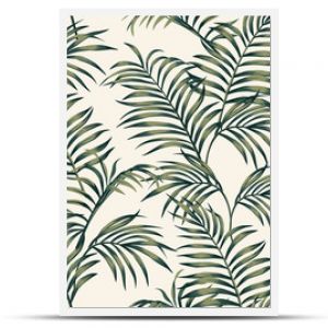 Tropical leaves seamless white background