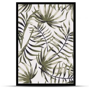 Tropical brown color leaves seamless white background