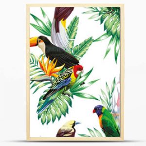 papuga ara i tukan na gałęzi