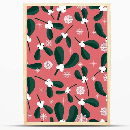 Winter Christmas seamless mistletoe floral pattern for new year wrapping paper and fabrics and kids and notebooks and clothes print. High quality illustration