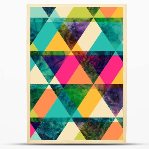 Watercolor triangles seamless pattern. Modern hipster seamless p