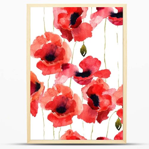 Stylized Poppy flowers illustration