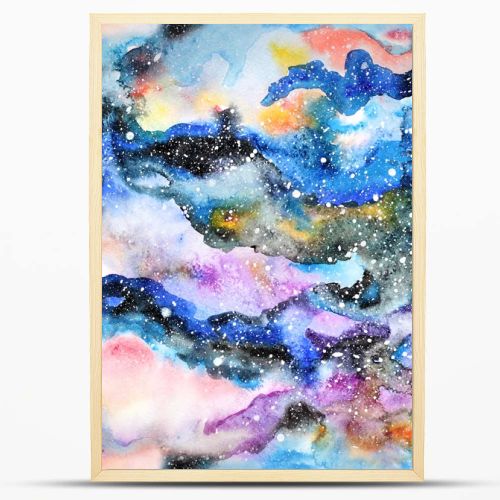 Watercolor galaxy illustration. Seamless pattern.