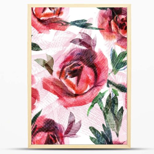 Watercolor Roses Seamless Pattern