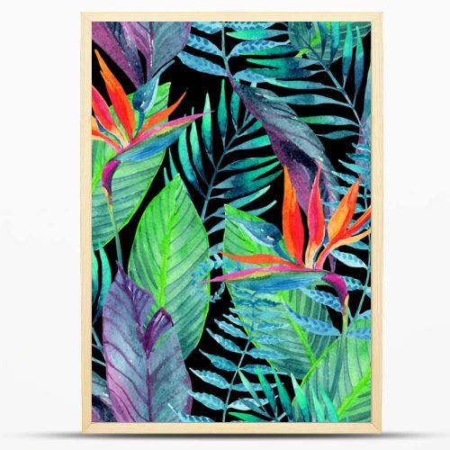 Tropical leaves seamless pattern. Floral design background.