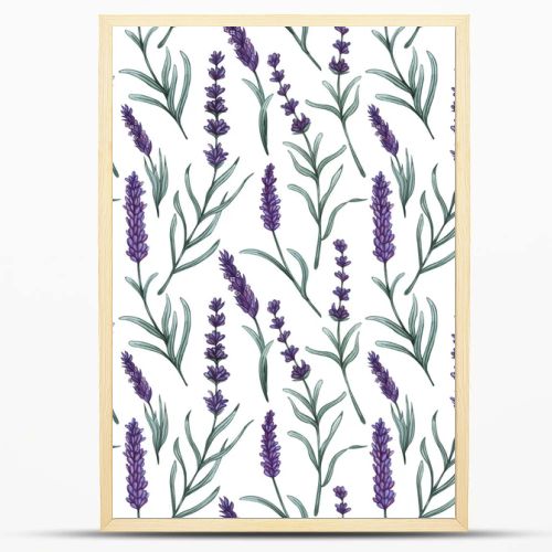 Watercolor lavender seamless pattern. Hand drawn floral background.