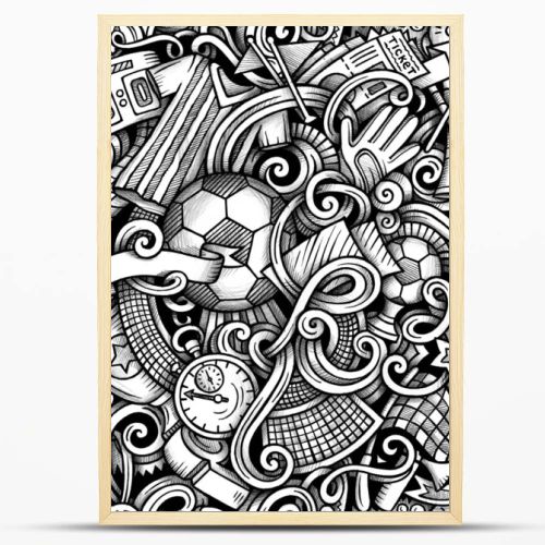 Football hand drawn doodles seamless pattern. Graphics background design.