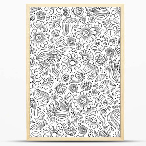 Cartoon cute hand drawn Spring seamless pattern.